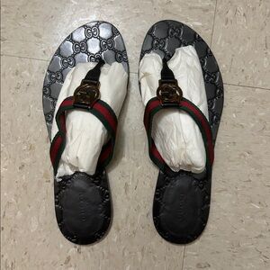 Gucci Black and Red Sandals with Logo